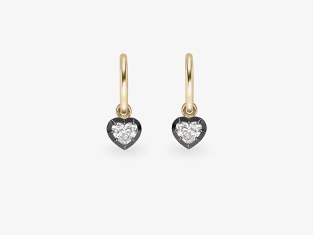 0.30ct Heart-Shaped Diamond & Blackened Gold Gypset Hoop Earrings Online Sale