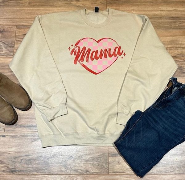 Mama Heart Crewneck Casual Soft Supply