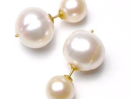 White on White South Sea and Freshwater Double Post Pearls For Cheap