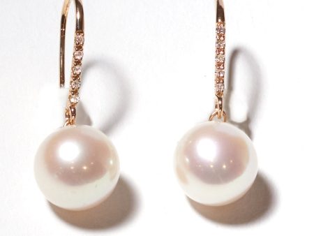 White South Sea Pearls and Gold and Diamond Earring Cheap