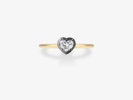 0.30ct Heart-Shaped Diamond & Blackened Gold Button Back Ring Online now