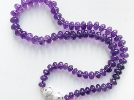 White Baroque South Sea Pearls and Amethyst  Gemstone Clasp on an Amethyst Necklace Fashion