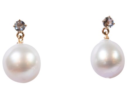 White South Sea Baroque Pearl Drops off Aquamarines For Cheap