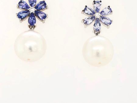 White South Sea Pearls and Tanzanite and Diamond Flowers Supply