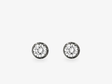 0.35ct Diamond and Blackened Gold Stud Earrings Discount