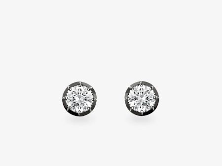 0.50ct Diamond & Blackened Gold Stud Earrings Fashion