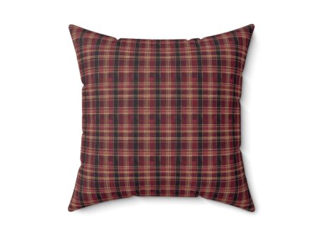 Red hues plaid Spun Polyester Square Pillow  - EmpressKorea For Cheap