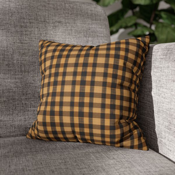 Yellow hue plaid Faux Suede Square Pillowcase  - EmpressKorea Supply