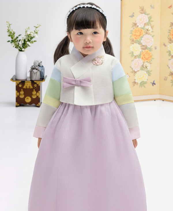 Girls  Purple Ribbon Hanbok Set AW116 For Cheap