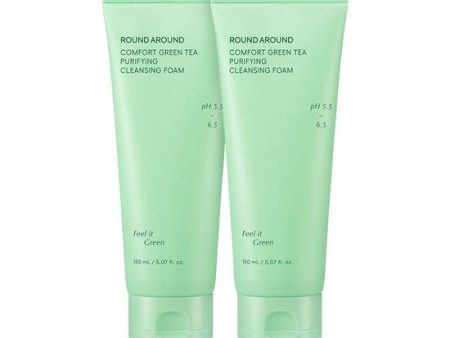 ROUND A ROUND Limited Addition  Green Tea Moisture Cleansing Foam 200ml+200ml For Discount