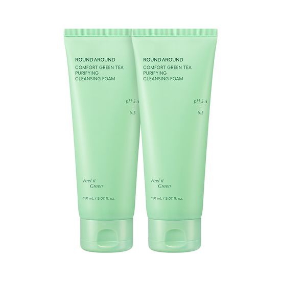 ROUND A ROUND Limited Addition  Green Tea Moisture Cleansing Foam 200ml+200ml For Discount