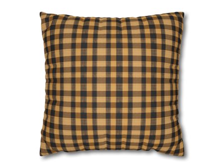 Yellow hue plaid Faux Suede Square Pillowcase  - EmpressKorea Supply