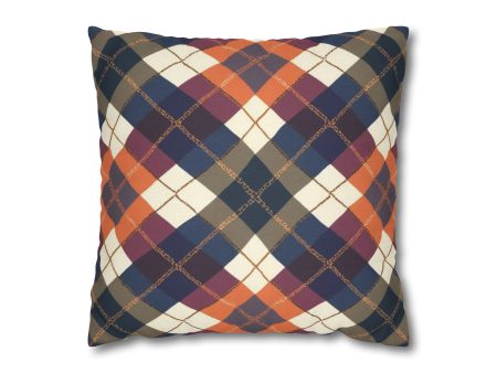 Warm Harvest Argyle Spun Polyester Square Pillowcase - EmpressKorea Cheap