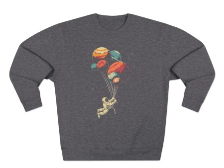 Astronaut and balloon at a Time Unisex Crewneck Sweatshirt  - EmpressKorea Cheap