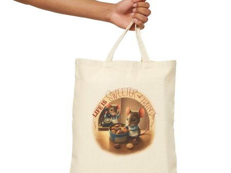 Life is sweeter with friends Cotton Canvas Tote Bag - EmpressKorea Online Hot Sale