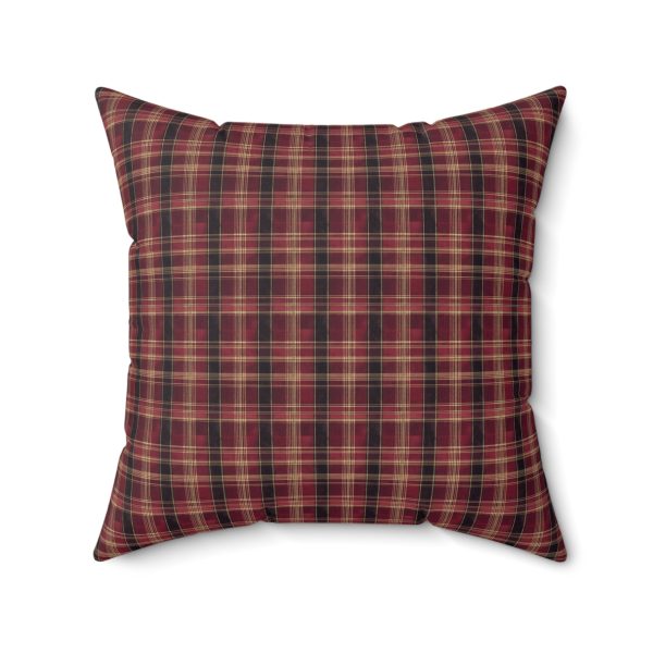 Red hues plaid Spun Polyester Square Pillow  - EmpressKorea For Cheap