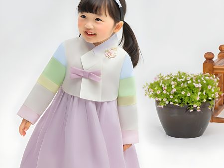 Girls  Purple Ribbon Hanbok Set AW116 For Cheap